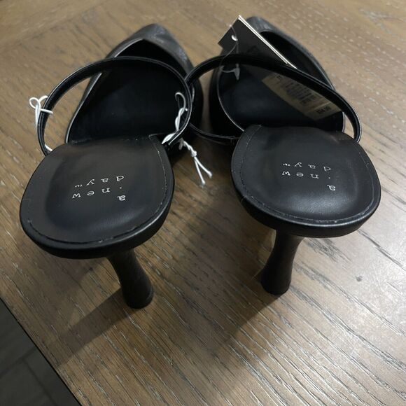 A New Day Womens Mesh Heels Size 11 Black Slip On 4" Party Night Out Pointed Toe - Picture 3 of 8